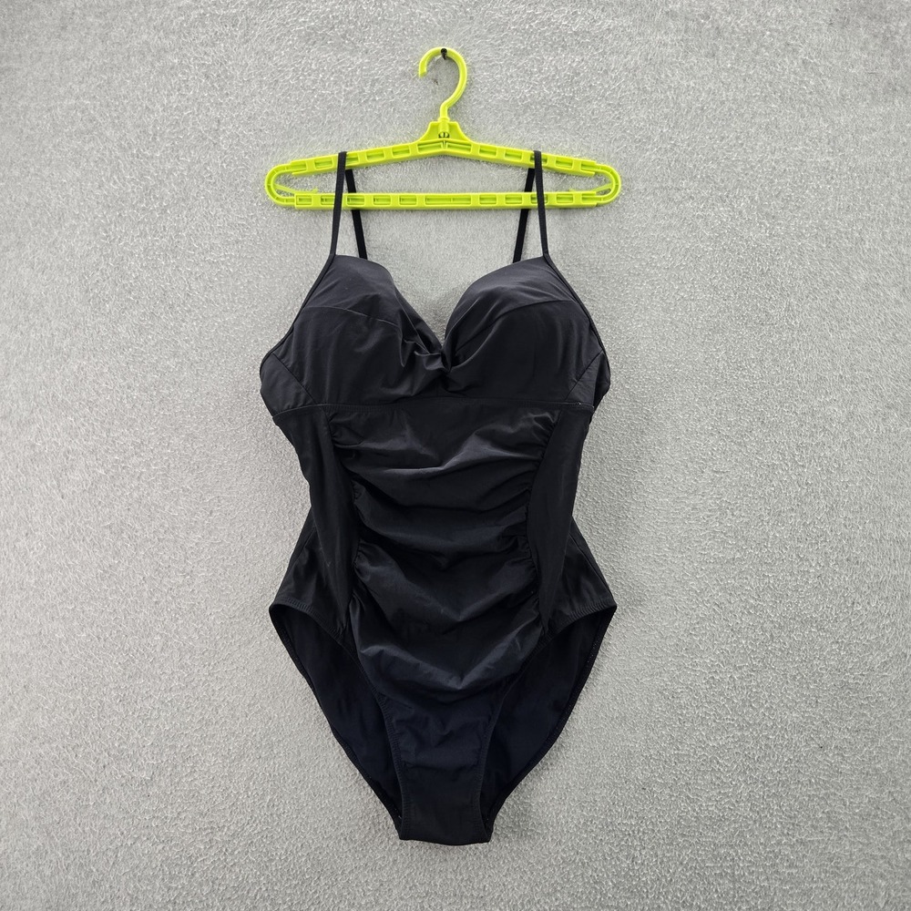 Assets By Sara Blakely Women Swimwear XL Black Nylon Polyester‎ One Piece